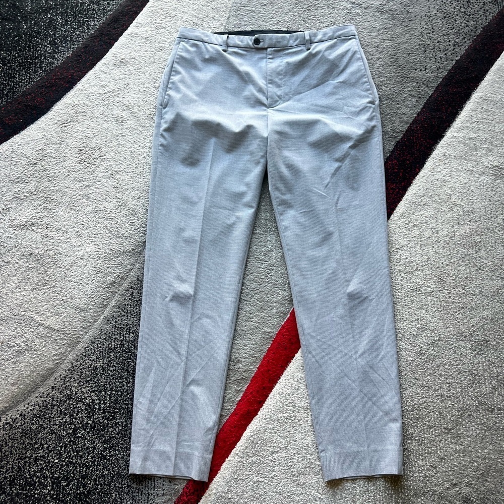 Club Monaco Gray Micro Check Sutton Slim Fit Pants